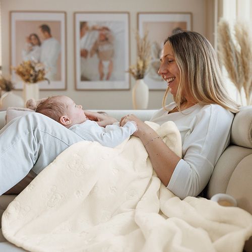 Плед дитячий м'який з ведмедиком Babyono кремовий УТ000012212 фото