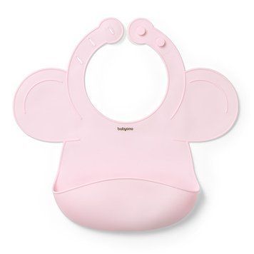 Нагрудник силіконовий з регульованою застібкою Babyono 30см x 28см Рожевий УТ000007634 фото