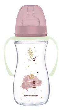 Пляшка антиколікова 300 мл з широким отвором Canpol babies Easystart Sleepy Koala рожева 35/238_pin фото